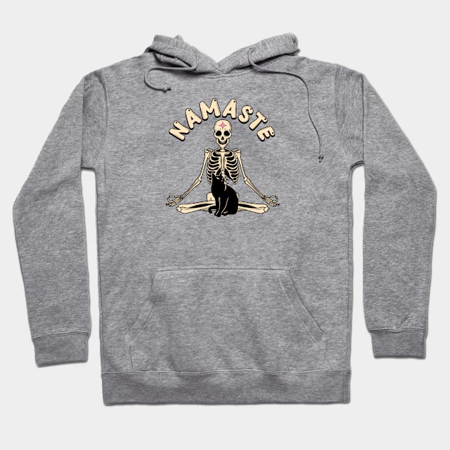 Yoga Namaste Black Cat in yellow Hoodie by The Charcoal Cat Co.